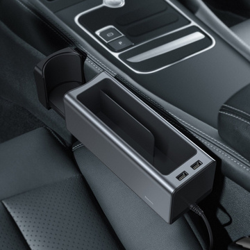 Baseus Deluxe Metall-Auto-Organizer mit Getränkehalter, 2x USB-Aufladung (schwarz)