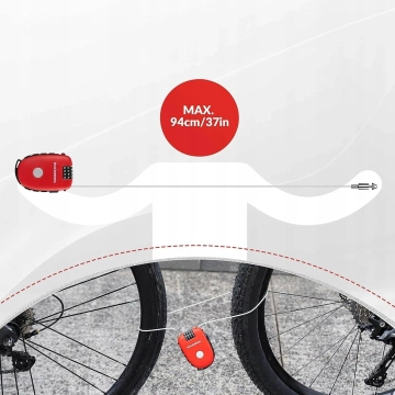 Rockbros 32420981001 Fahrradschloss mit einziehbarem Kabel – Rot