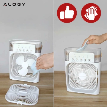 Alogy DeskBreeze™ 3-in-1 Tischventilator-Klimaanlage, kleiner Bodenventilator mit Luftbefeuchter, Timer und LED-Hintergrundbeleuchtung, USB-C