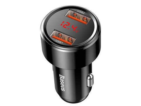 Baseus Autoladegerät 2x USB Quick Charge QC 3.0 45W 6A Schwarz