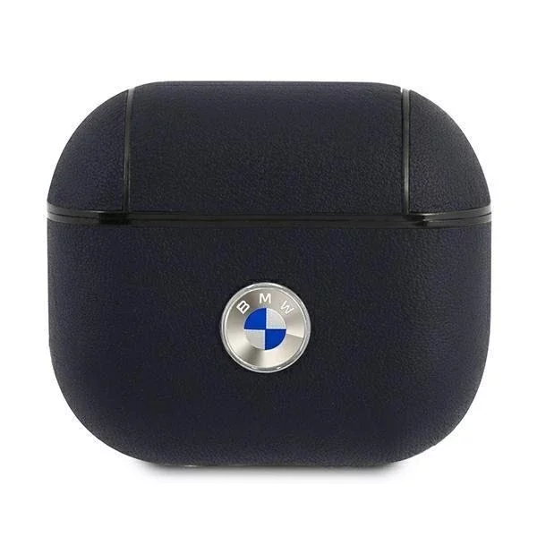 Schutzhülle für BMW Kopfhörer für AirPods 3 Cover marineblau/navy Geniune Leather Silver Logo