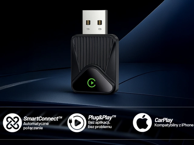 Adapter Bezprzewodowy Apple CarPlay i Android Auto do Auta, Plug & Play z Portem USB-A + Przejściówka USB-C, Szybkie Połączenie i Stabilna Transmisja, Alogy DriveLink™