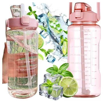 Große Flasche, Trinkflasche Alogy MotivHydro Motivational Messbecher 2l 2000ml Pink