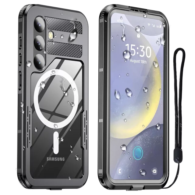 Etui Wodoodporne Alogy HydroArmor™ IP68 Case z przezroczystym tyłem Pancerna obudowa 360 do MagSafe do Samsung Galaxy S24+ Plus