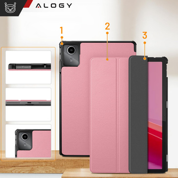 Schutzhülle für Lenovo Tab M11 10,95 Zoll TB330FU / TB330XU / TB331FC, Buchhülle mit Klappgehäuse, Schutzhülle, Alogy Pink Glass Stylus