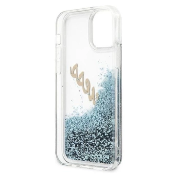 Guess GUHCP12SGLVSBL iPhone 12 mini 5,4" niebieski/blaue Hardcase Glitter Vintage Script