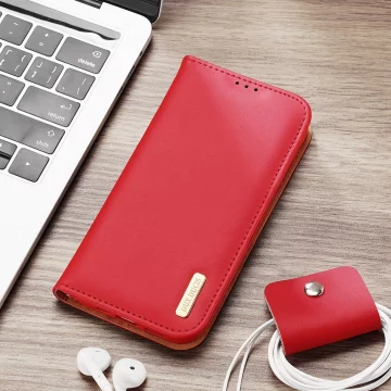 Dux Ducis Hivo Leather Flip Cover Echtes Leder Wallet für Karten und Dokumente iPhone 14 Pro Rot