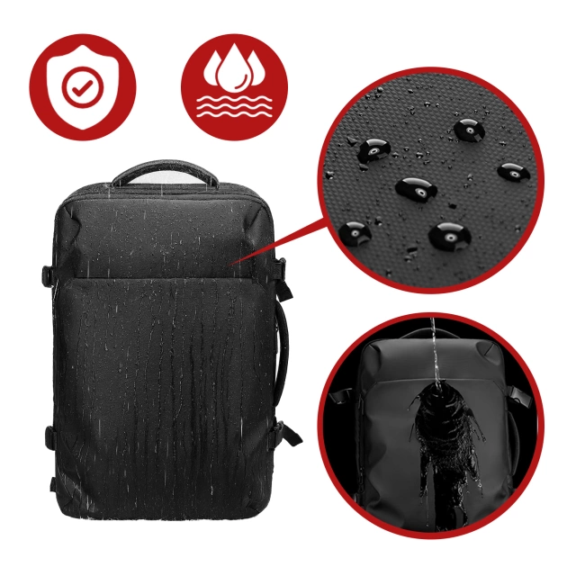 Plecak Podróżny z Przegrodą na Laptopa 17.3" Mark Ryden, Uniwersalny i Wszechstronny, Wodoodporny Bagaż Podręczny do Samolotu z Portem USB, 28L (49×33×12 cm) – Czarny