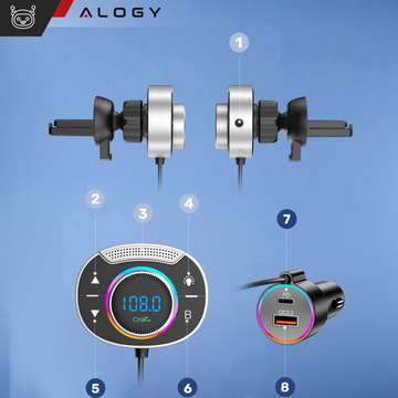 Bluetooth Audio FM MP3 BT Sender Schnelles USB-Autoladegerät QC 3.0 USB-C Typ C PD für Alogy Car