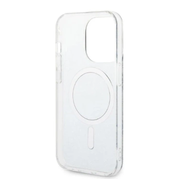 Zestaw Guess GUBPP14LH4EACSB Case Charger iPhone 14 Pro 6,1" niebieski/blue Hartschalenetui 4G Print MagSafe