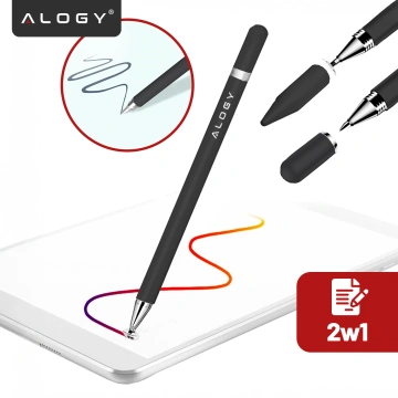 Alogy 2-in-1 kapazitiver Touch-Stift für Telefon-Tablet-Bildschirm mit Stift Schwarz