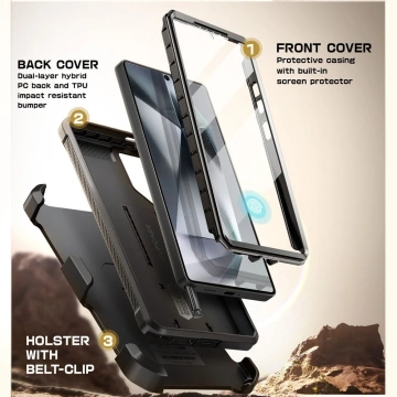 Etui für Samsung Galaxy S25 Ultra Supcase Unicorn Beetle Pro 2er-Set Schwarz
