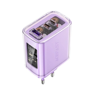 Acefast A45 GaN 65W Wandladegerät 3 USB-Anschlüsse (1xUSB, 2xUSB-C) Lila