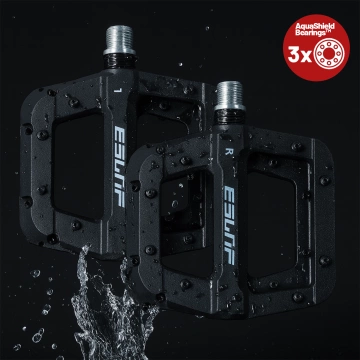 Plattformpedale für Rennräder und Mountainbikes, MTB-Plattform, 3 Kugellager, schwarz, Set [2 Stück] Schwarz