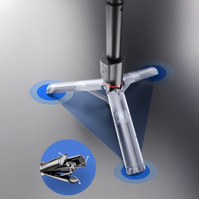 Gimbal stabilny Statyw z pilotem Bluetooth Selfie Stick Lampą LED oświetleniem obrotowy 360° 70cm Techsuit L19s Czarny