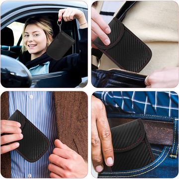 Antykradzieżowe etui na klucze Alogy pokrowiec blokujący sygnał ochrona RFID 13x8.2cm karbon czarny 2szt