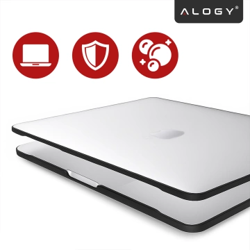 Schutzhülle für Apple MacBook Air 13" (13,3") – 2018–2020 (M1 A2337/A2179/A1932) Alogy MatteGuard™ Hülle, matt-transparent weiß mit schwarzem Rahmen