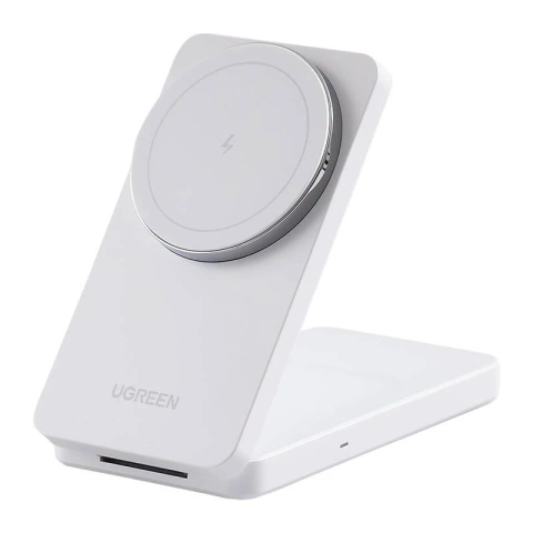 Ładowarka Indukcyjna 2w1 Ugreen W528 20W MagSafe iPhone AirPods Biała