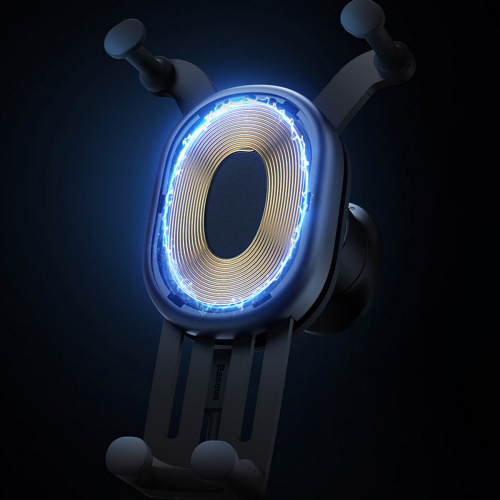 Uchwyt grawitacyjny do telefonu na kratkę Baseus z ładowarką indukcyjną 15W (czarny)