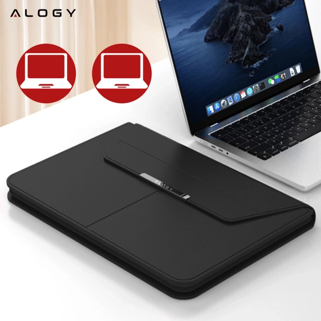 Torba na laptopa Alogy FlexCase Pro wielofunkcyjna rozkładana z podstawką i podkładką na myszkę do Macbooka 13/ 14" Czarna
