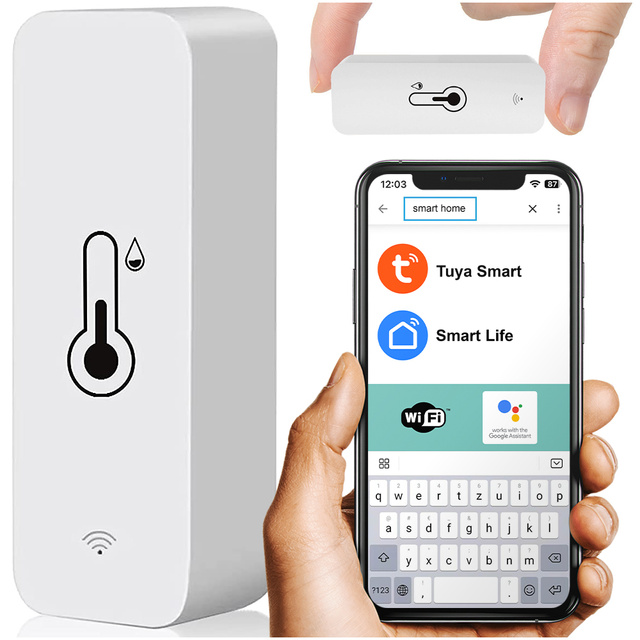 Inteligentny czujnik WiFi Alogy temperatury i wilgotności Tuya Smart Life Monitor termometr biały