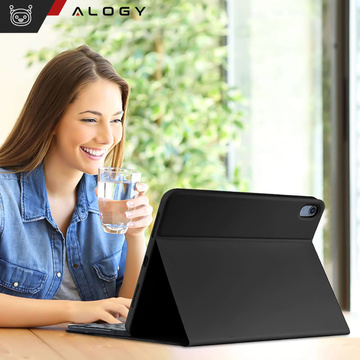 Schutzhülle mit kabelloser Tastatur Alogy Tastaturhülle mit Stylus-Halterung für Apple iPad 10.9 2022 aus schwarzem Glas