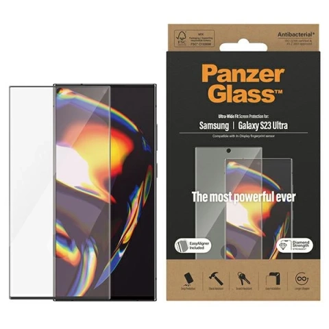 Gehärtetes Glas für Samsung Galaxy S23 Ultra PanzerGlass Ultra-Wide Fit EasyAligner