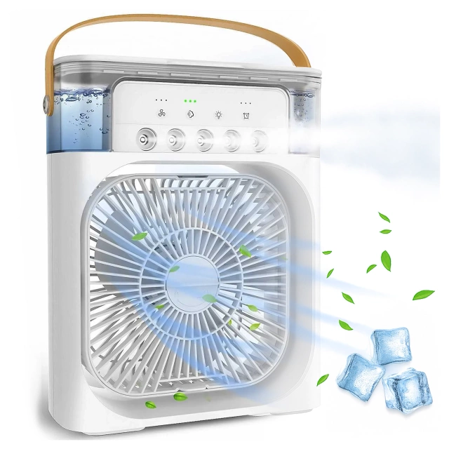 Wentylator wiatrak biurkowy 3w1 Klimator Alogy DeskBreeze™ stojący mały cyrkulator z nawilżaczem powietrza timerem i podświetleniem LED USB-C