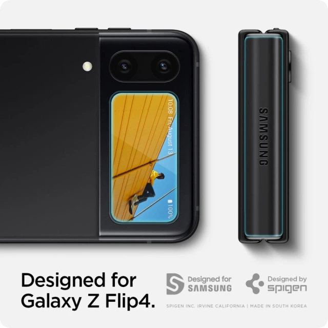 Szkło hartowane Spigen Glass FC ”EZ FIT” + ramka Film 2-pack do Samsung Galaxy Z Flip 4 Black