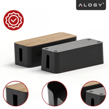 Organizerbox für Kabelleistenbox M Schreibtischboden Alogy BOX Holz Schwarz