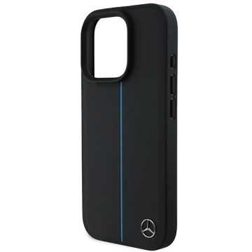 Etui Mercedes do iPhone 16 Pro Max 6.9" Hardcase MB Blue Line Leather MagSafe Czarny