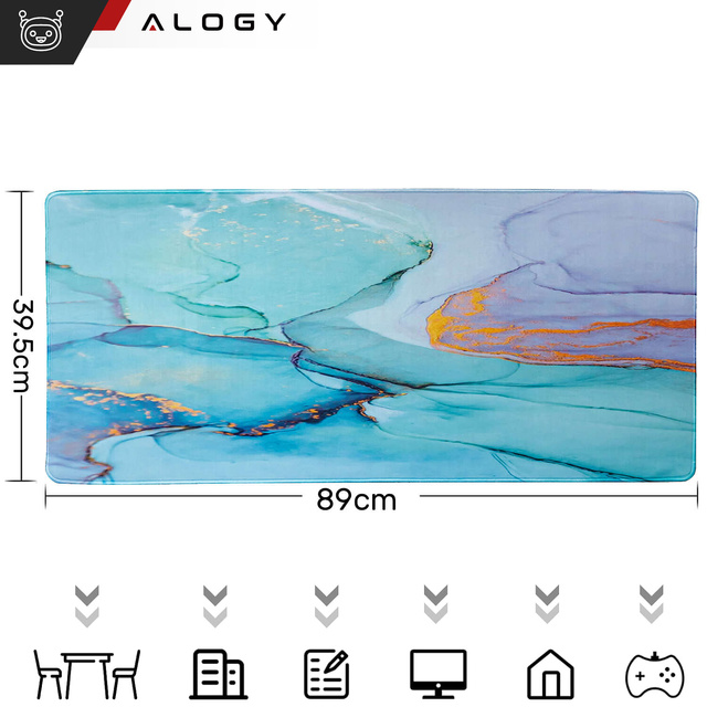 Podkładka na biurko pod myszkę mysz klawiaturę Mata ochronna antypoślizgowa gamingowa XXL 90x40 Alogy Marmur Zielona