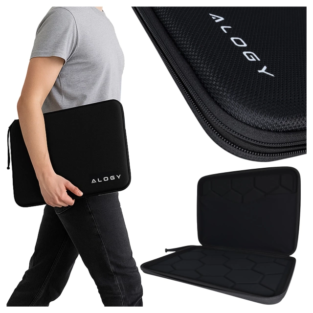 Torba na laptopa do MacBooka Air Pro 15" 16" Alogy ShieldCase Hard Foam Bag etui ochronne teczka 15-16" Czarna