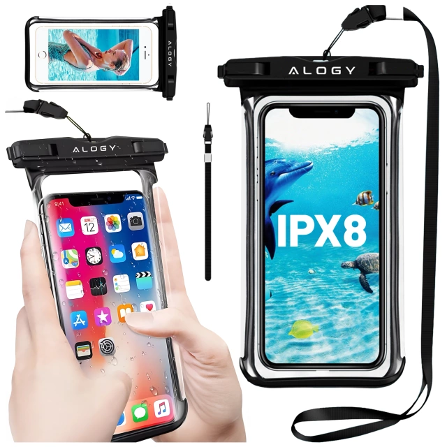 Etui wodoodporne Uniwersalne Alogy HydroShield™ IPX8 wodoszczelne uniwersalne do 6.5 Wodoodporna ochrona na plażę basen kajak Czarne