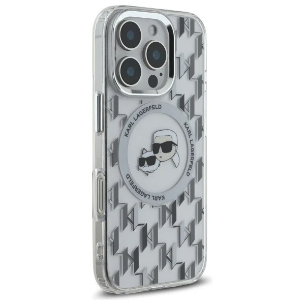 Karl Lagerfeld Hülle für iPhone 16 Pro Max 6,9" Transparent MagSafe IML Monogramm Karl