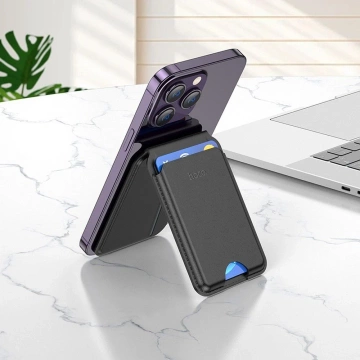 Hoco GT3 MagSafe Magnetische Geldbörse mit iPhone-Ständer Schwarz