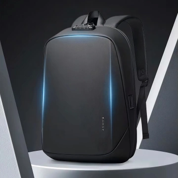 Bange Wasserdichter Rucksack für 15,6-Zoll-Laptop, Reisen, 47 x 30 x 12,5 cm, für Arbeit, Schule, Flugzeug, Herren und Damen, USB, Diebstahlschutz, TSA-Code, Schwarz
