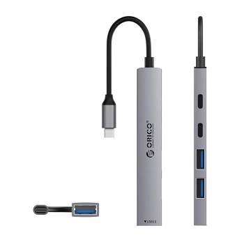 Hub USB-A/USB-C Orico YSB4-U2 5w1 PD 65W 3x USB-A + 2x USB-C Szary