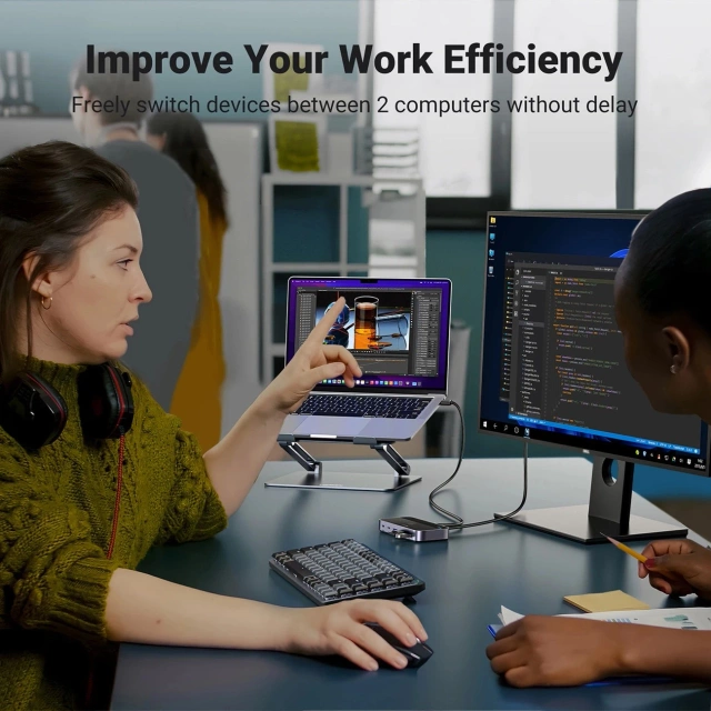 UGREEN CM662 PRZEŁĄCZNIK USB 3.0 2-IN-4 + PILOT + 2x KABEL 5Gb/s