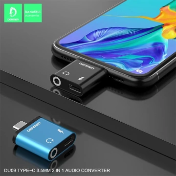 Denmen USB-C-Buchse 3,5 mm HF-Adapter Typ C Schwarz Aluminium