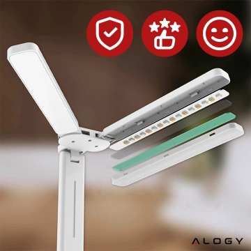 Lampe Alogy Doppel-LED-Schreibtischlampe stehend auf dem Schreibtisch mit Akku Schulzeichner Weiß