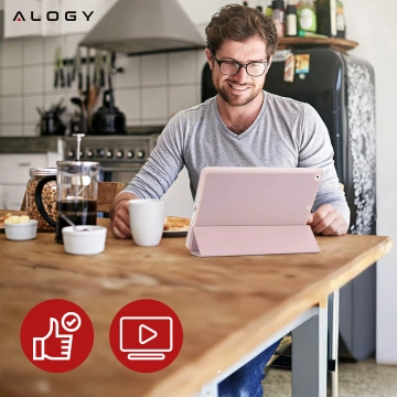 Hülle für Apple iPad 10.2 9 Gen 8/7 2021/2020/2019 Smart Pencil Case Alogy TPU Tablet Cover Rosa Glas