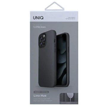 UNIQ Hülle Lino Hue iPhone 13 Pro Max 6.7" grau / anthrazit MagSafe