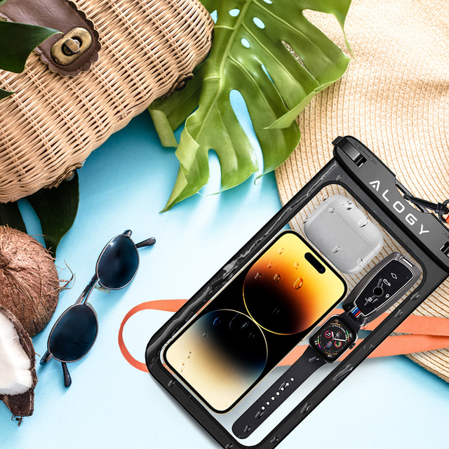 Etui wodoodporne duże Alogy Waterproof Case torba wodoszczelna uniwersalna IPX8 na telefon i dokumenty do 9 cali Czarne