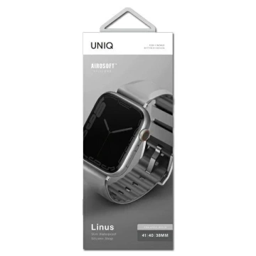 UNIQ Linus Apple Watch Series 4/5/6/7/8/SE/SE2 Armband 38/40/41mm Airosoft Silikon grau/kreidegrau