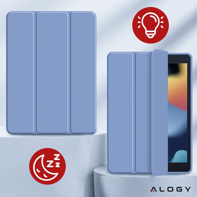 Etui do Apple iPad 10.2 9 gen 8/7 2021/2020/2019 Smart Pencil Case Alogy TPU obudowa na tablet Niebieskie + Szkło