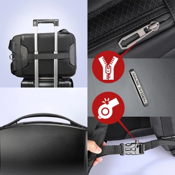 Mark Ryden 17,3"-Laptop-Rucksack, USB-Ladefunktion, wasserdicht, geräumig und praktisch, 180°-Öffnung, Diebstahlsicherung mit TSA-Schloss und Koffergurt, 46 x 31 x 9 cm – Schwarz