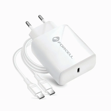 Forcell Schnellladegerät 25W PD QC 4.0 USB-C USB C auf USB C Kabel Weiß