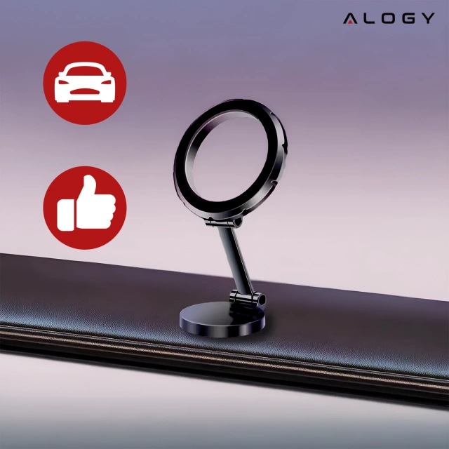Uchwyt samochodowy na telefon do MagSafe Uchwyt magnetyczny Alogy Car Holder na deskę rozdzielczą do auta Czarny