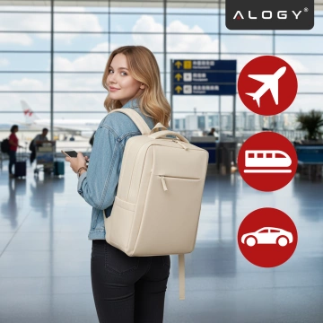Alogy UrbanPack Pro™ Business-Rucksack für 15-16"-Laptops – Wasserdicht, stoßfest, mit Flaschenfach und Gepäckgurt – Beige